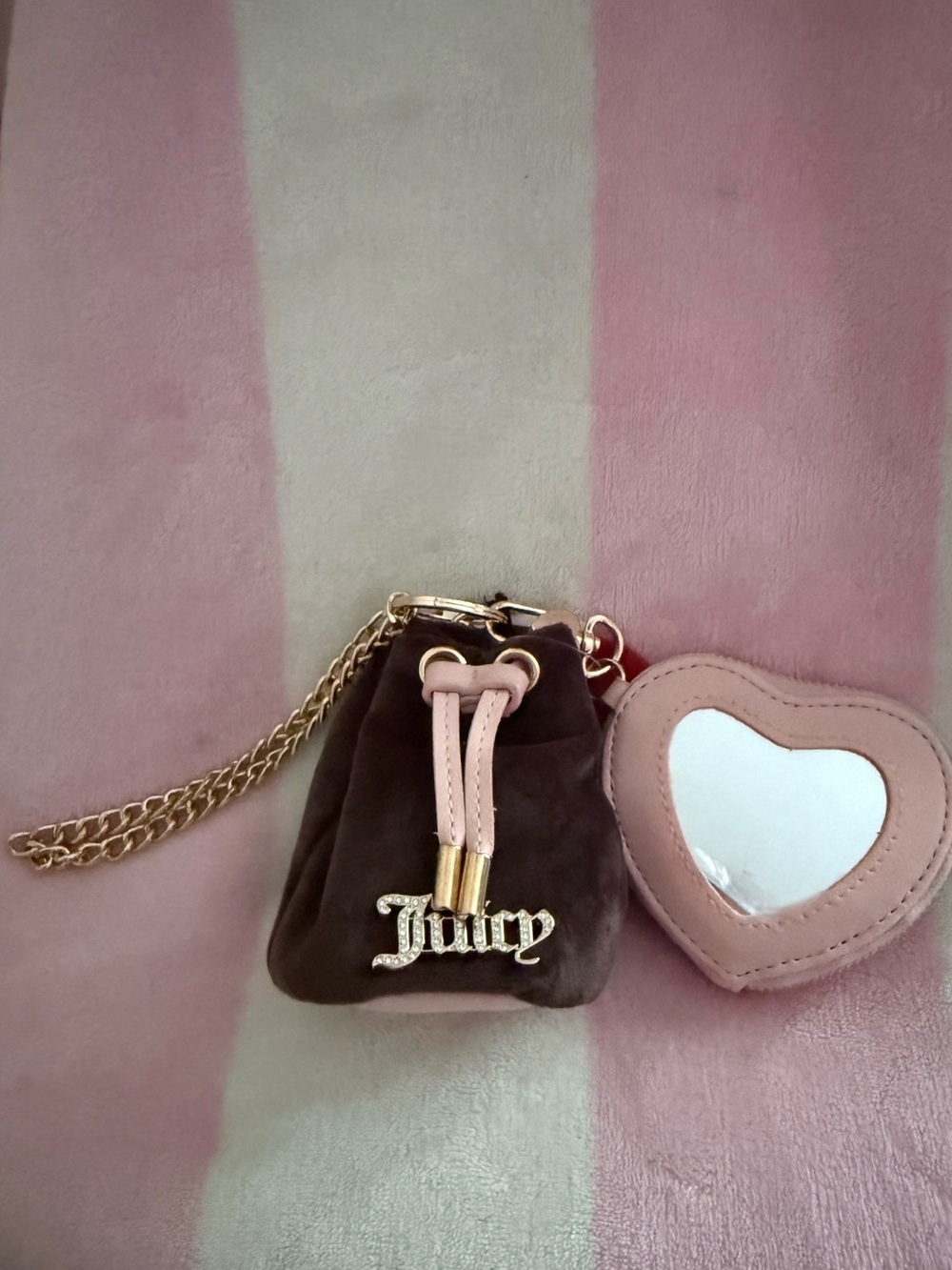 NWT Juicy Couture Juicy Angel Drawstring and Heart Micro Bag in Chocolate Brown